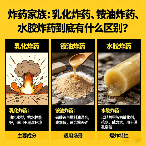 桂平炸药家族：乳化炸药、铵油炸药、水胶炸药到底有什么区别？